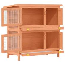 Petite maison pour animaux, cage, clapier pour lapin, 4 portes en bois - Marron - Voir 4