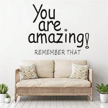 You Are Amazing! Inspirational Quote Wall Sticker, Bedroom Gym Office Home Decor Text Slogan - C - View 1