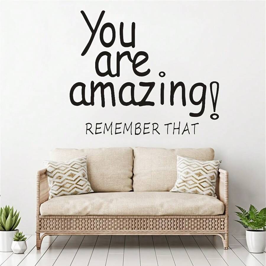 You Are Amazing! Inspirational Quote Wall Sticker, Bedroom Gym Office Home Decor Text Slogan - C - View 1