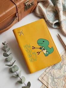 1pc Cute Cartoon Dinosaur Passport Cover, Travel Passport Holder, Suitable For Travel, Vacation, Birthday, Anniversary Gift, With Card Slots And ID Holder, Fashion Gift For Men And Women, Outdoor Travel Accessories, Cruise Essential, Available In Yellow, Black, Blue, Pink, Red, White - Multicolor - View 5