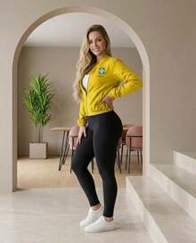 Women's Windbreaker Jacket Brazil With Hood - Yellow - View 1