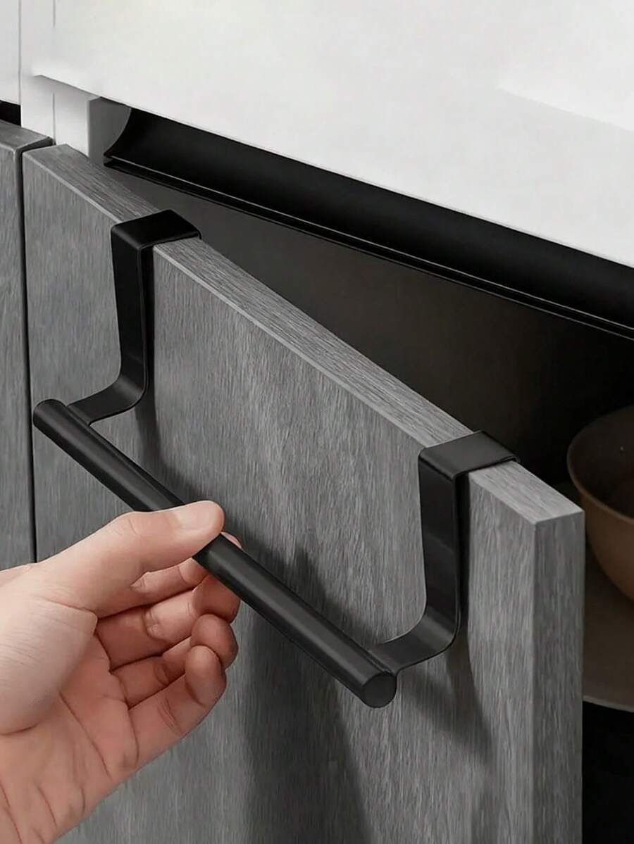 Toallero de acero blanco resistente - Estante de almacenamiento para puerta de gabinete que ahorra espacio, sin necesidad de perforación, acabado mate resistente a la oxidación, estilo granja moderno, adecuado para apartamentos pequeños y reuniones festivas | Solución de almacenamiento duradera para baño y cocina, perfecto como regalo, dormitorio, vida en RV (Accesorio multifuncional para el hogar) - Multicolor - Ver 1