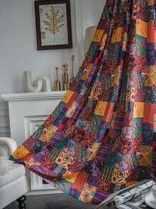 Bubaba 1pc Colorful Patchwork Pattern Blackout Curtains, Bohemian Rectangular Vintage Style Decorative Window Curtains Suitable For Party, Cafe, Gym, Bedroom, Living Room, Dining Room, Kitchen, Home Use, All Season - Multicolor - View 11
