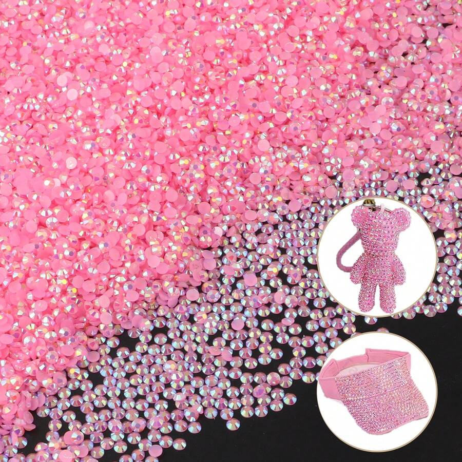 2000 piezas/1000 piezas de strass de resina AB transparente suave rosa profundo tipo gelatina, degradado iridiscente brillante dinámico, contraste con fondo negro suave y llamativo, textura delicada y completa, adecuado para decoración de sombreros, modificación de bolsos, decoración de muñecas, embellecimiento de marcos de fotos, joyería hecha a mano - multicolor - Ver 1