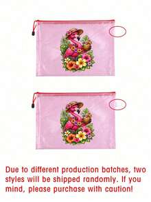 Waterproof Fashion Beach Bag. Printed With Flamingo And Flower Patterns, This Large Capacity Transparent Cosmetic Bag Features A Nylon Zipper, Lightweight And Portable, Perfect For Spring And Summer Storage. Durable And Suitable For Swimming, Beach, Diving And Summer Travel. Lightweight And Sun-Protective, It's The Perfect Back-To-School Essential Bag For Students. - Multicolor - View 10