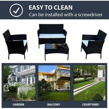 4 Seater Garden Rattan Furniture Table Chairs Sofa Wicker Outdoor Patio Set - Mixed Grey + Beige Cushions - View 6
