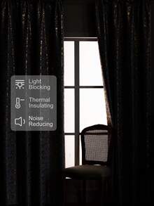 1 pieza/2 piezas Cortinas opacas/Cortinas con estampado de mármol/Diseño con ojales en la parte superior/Múltiples colores y tamaños disponibles/Cortinas 100% opacas/Protección de privacidad/Bloquean la luz solar y oscurecen la habitación/Sala de estar, dormitorio, estudio/Cortinas para fiestas/Cortinas negras - Negro - Ver 3