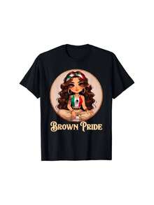 ootd T Shirt Brown Pride Chicana Chola Chibi Girl Hispanic Heritage Month T-Shirt - Preto - Ver 1