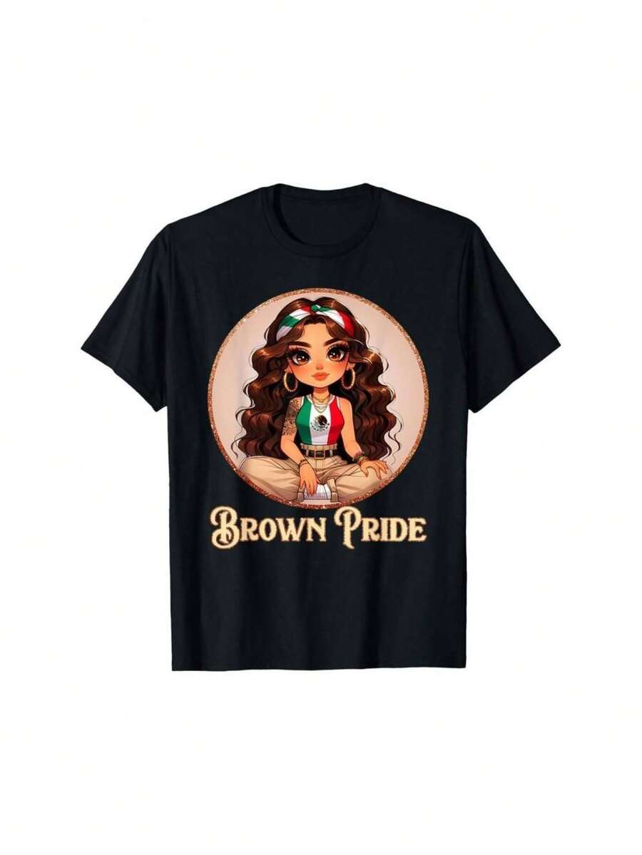 ootd T Shirt Brown Pride Chicana Chola Chibi Girl Hispanic Heritage Month T-Shirt - Preto - Ver 1