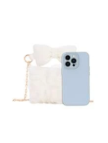 Túi đeo chéo dây xích hoa hồng 3D vải tuyn mới, túi mini nơ, túi đi làm phong cách nữ tính - trắng - Xem 3