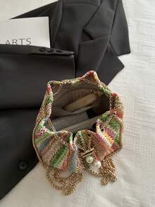 Bolso bandolera mini cubo de unicolor con correa de cadena de moda - Multicolor - Ver 8