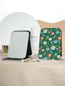 1 chiếc gương trang điểm nhỏ phong cách vẽ hoa, gấp gọn, nhẹ, bền bằng da PU, phù hợp cho du lịch, tụ tập, làm việc, đi học, phù hợp cho mọi lứa tuổi - Nhiều màu - Xem 11