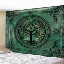 1pc Bohemian Style Green Tree Of Life Tapestry, Suitable For Bedroom Decor, Printed With Tree Of Life Mandala Pattern, Wall Hanging Design For Home Decoration - 1PC - View 5