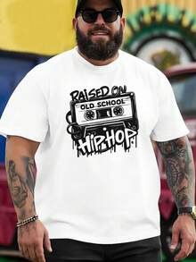 Raised In The Old School Hip Hop 2025 Summer Outdoor Sports And Casual Short Sleeve T-Shirt For Latest Fashion Men's Oversized Printed T-Shirt Loose Base Shirt Versatile Crew Neck Top Breathable And Comfortable, PLUS SIZE - 白色 - 查看 2