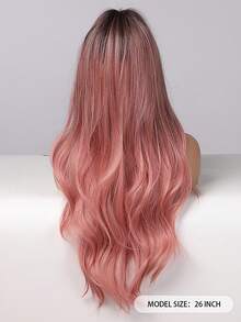 26 Inch Pink Synthetic Wig - Long Wavy Style (No Bangs), Heat Resistant Material, Water Wave Texture - Suitable For Parties, Daily Wear, Holidays, Travel Photography, Music Festivals, Etc. - 粉色 - 查看 6
