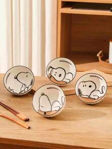 Juego de cuencos de cerámica Snoopy, cuencos de arroz con estampado de dibujos animados de Peanuts, aptos para microondas & lavavajillas, perfectos para comidas diarias & regalos - Multicolor - Ver 4