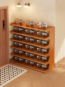 6 Tier Bamboo Shoe Rack For Closet, Shoe Organizer Free Standing Shoe Shelf, Shoe Stand With Elegant Arc, Door Shoe Organizer, Space-Saving Shoe Holder For Entryway Living Room Bedroom Hallway, Closet Organizers And Storage, Natural Brown - 棕色 - 查看 6