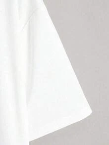 Men's Lightweight Short Sleeve T-Shirt With Round Neck And Letter Print, Plus Size - White - View 3