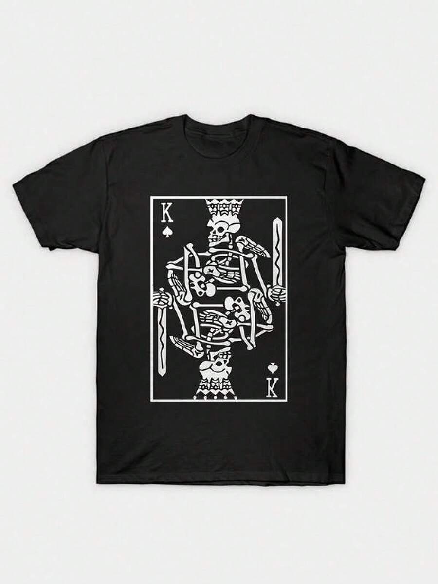 King Of Spades Playing Card Print With Gothic Skeleton Design - Black - View 1