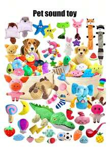 Multiple Sets Of Cartoon Dog And Cat Toys, Suitable For Small Dogs - Interactive Pet Play Sets For Pets That Like To Chew (Colors And Styles Are Random). - Multicolor - View 4