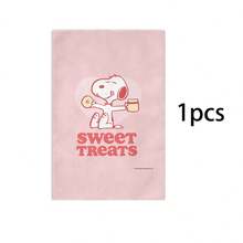 Miniso Peanuts Snoopy Towel Set, Pink Heart "Sweet Treats" Cartoon Print Soft Towels, Available In 1-Pack, 2-Pack, 3 Packs, 4-Pack, 5-Pack, 6-Pack, Perfect For Bathroom & Home Use - Colocr - View 2