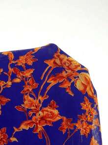 xheEastFlair Vestido cheongsam ajustado con cuello abierto y bajo dividido con estampado de dragón chino elegante para mujerxhe - Naranja - Ver 7