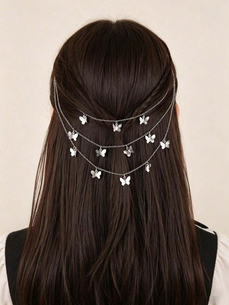 1 Piece Of Punk Retro Style Fashionable Metal Small Butterfly Hair Clip, Multi-Directional Black Butterfly BB Clip, Suitable For Girls, Hair Accessory, The Best Choice For Daily Wear, Performances And Music Festival Parties, Can Be Given As A Gift To Friends. - Multicolor - View 1
