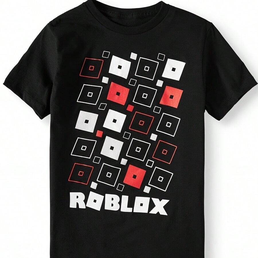 RobloxssBoys' Logo Grid T-Shirt Sizes XS (4_5) - Black - View 1