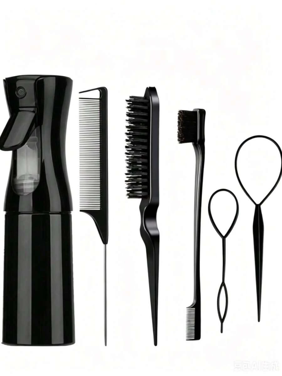 Bộ dụng cụ tạo kiểu tóc 6 món/4 món/3 món kèm bình xịt, lược uốn tóc unisex, bao gồm 1 bình xịt + 1 lược duỗi tóc + 1 lược tạo độ phồng + 1 lược đuôi nhọn + 2 dụng cụ tết tóc, đồ trang điểm, bộ mùa hè Y2K, dụng cụ tạo kiểu tóc và phụ kiện tóc. - Nhiều màu - Xem 1
