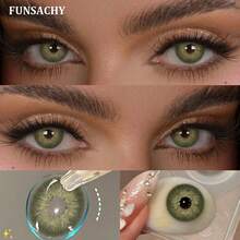 FUNSACHY زوج واحد من عدسات لاصقة خضراء ناعمة، مناسبة للمواعدة أو الارتداء اليومي، مريحة وطبيعية، للارتداء طويل الأمد - ميتاترون-أخضر - مشاهدة 4