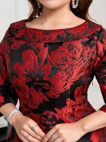 Vestido midi de manga larga y elegante de jacquard para mujer de talla grande, adecuado para fiestas y salidas, otoño/invierno, vestido de Año Nuevo, ropa de Año Nuevo, conjunto de Año Nuevo, mujer de Año Nuevo, ropa de mujer de Año Nuevo - Multicolor 2 - Ver 4