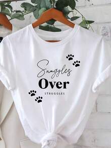 New T-Shirt, 100% Cotton, Machine Washable, Suitable For Spring, Summer And Autumn, Casual Style, Comfortable Fit, Modern Design, Versatile For Daily Use, Soft Fabric, Style A. - White - View 1