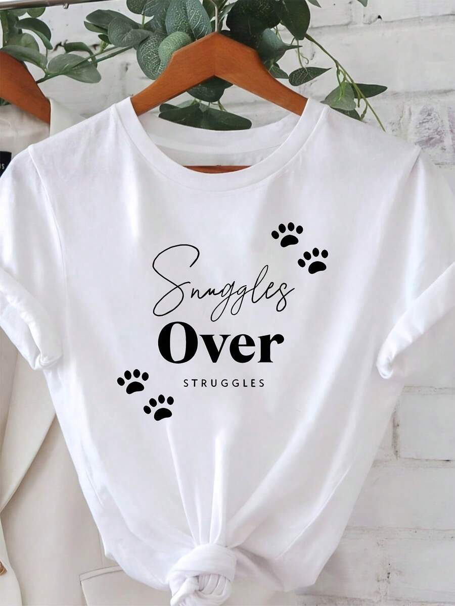 New T-Shirt, 100% Cotton, Machine Washable, Suitable For Spring, Summer And Autumn, Casual Style, Comfortable Fit, Modern Design, Versatile For Daily Use, Soft Fabric, Style A. - White - View 1