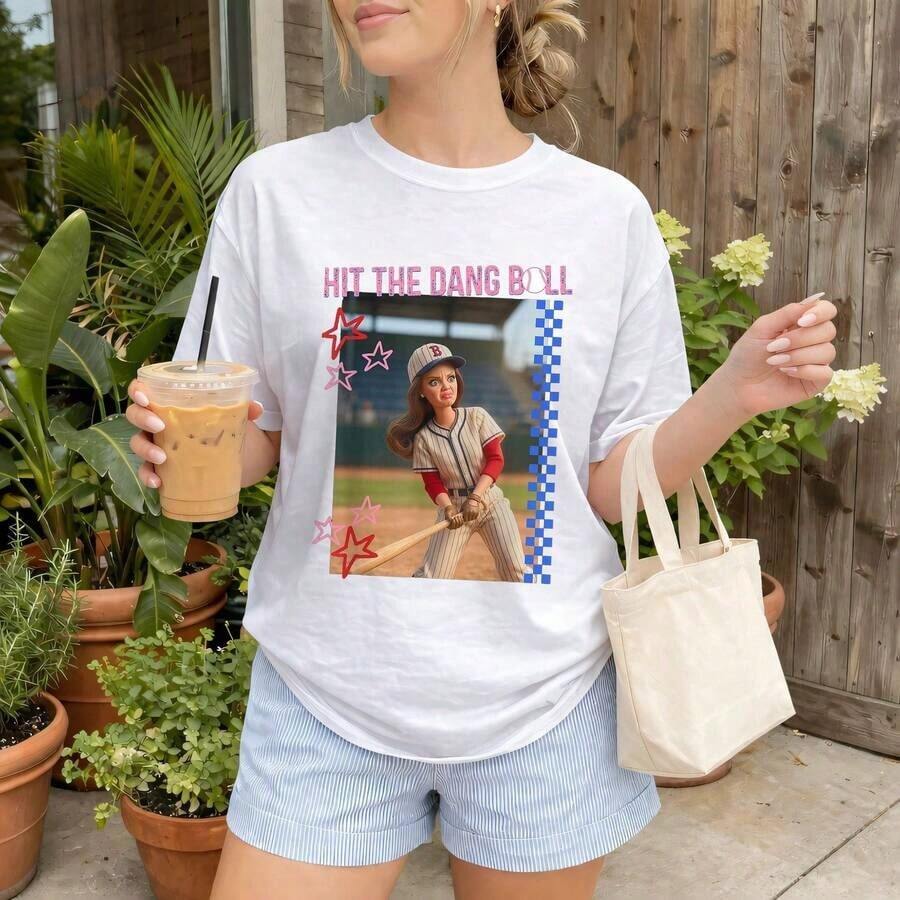 Women's "Baseball Mom" Print T-Shirt - Short Sleeve, Crew Neck, Casual Print, Lightweight And Comfortable For Everyday Wear, Basic Summer T-Shirt For Women, Suitable As A Gift. Women's T-Shirt. Blouses>Elegant. Boho Chic, Soft, Breathable And Comfortable Women's Top, Ideal For Spring, Summer And Autumn, Perfect For Vacations, Travel And Everyday Wear. - 白色 - 查看 1
