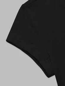 00008Q - Camiseta de una pieza para mujer de primavera y verano, artículo de moda moderno, camiseta de manga corta con estampado de logo de cereza Y2K, top casual versátil de estilo coreano, camiseta de moda casual sexy social de búsqueda popular para mujer - LHS2936 - Negro - Ver 4