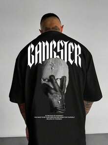 Men's T-Shirt With Geometric Pattern Y2K 2026, Urban Style, Casual, Summer, Plus Size, Solid Color - Black - View 1