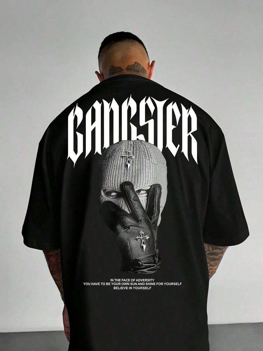 Men's T-Shirt With Geometric Pattern Y2K 2026, Urban Style, Casual, Summer, Plus Size, Solid Color - Black - View 1