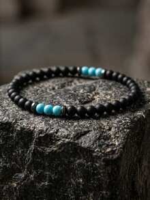 diffone Fashion Handmade 4mm Onxy Beads Bracelet Antique Stone Beaded Yoga Meditation For Men Armband Jewelry Men - 4mm Stone Men's Bracelet - View 4