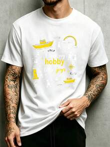 Nautical-Themed Prints Featuring Fishing Boats, Lighthouses, And Rainbow Patterns Reflect A "I Love My Hobby" Attitude And Capture Life's Little Pleasures. This Men's Crew Neck T-Shirt, Made From 100% Pure Cotton, Is Soft, Comfortable, Stylish, And Versatile. Suitable For Everyday Wear And As A Holiday Gift, It's An Ideal Choice For Fishing Enthusiasts And Outdoor Sports Lovers. Especially Suitable For Spring And Summer, It Makes A Great Gift For Fathers, Grandfathers, And Other Men Who Love Water Activities And The Natural Landscape. It's Also An Excellent Gift For Father's Day, National Fishing Day, And Other Holidays. - 黑色 - 查看 7