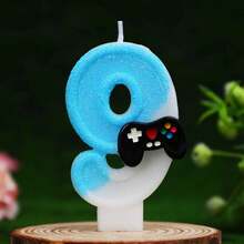 1pc Blue Video Game Shaped Birthday Candle, Children's Birthday Party Decor - Blue - View 12