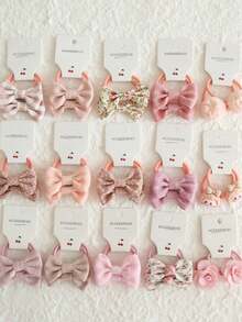 10pcs/Set Flower Hair Clips, Cute Macaron Bow Hair Clips, Elastic Hair Bands, Sweet Princess Hair Accessories For Girls, Daily & Party - Multicolor - View 1