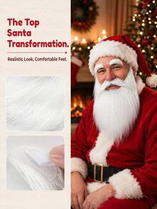 White Beard & Eyebrows Party Decoration Accessory, Natural Wear Effect, Suitable For Adults Of Both Genders, Applicable For Halloween, Costume Parties, Masquerade, Role-Playing, Christmas, Thanksgiving - Multicolor - View 5