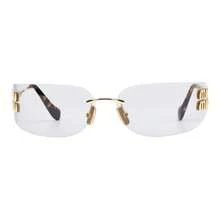 MIU MIU Original Design Irregular Shaped Sungl Asses For Women, Gold - OMUA51S - View 2