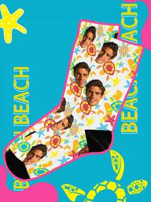 1 Pair Of Custom Socks, Custom Face Socks,A Loving Family ,Beach,Custom Photo Socks, Funny Socks, Fall/Spring/Summer Gift, Holiday Gift - Multicolor - View 6