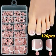 120-Piece French Manicure Set In 9 Colors, Short Square Style, Full Coverage Press-On Nails In Summer Pink And Glossy Brown. - Army Green - View 4