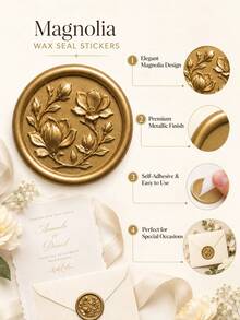 20/30/50/100pcs Magnolia Wax Seal Stickers, Self-Adhesive Envelope Wax Seals, Suitable For Wedding Invitations, Valentine's Day, Party Invitations, Gift Packaging - Magnolia - View 6
