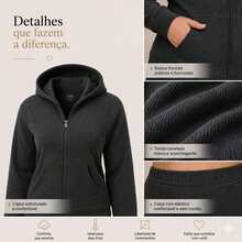 Women's Plus Size Winter Set In Premium Ribbed Knit With Hood And Zipper - Casual, Elegant And Comfortable - Black - View 2