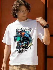 Beyond Amazing Spider Man Design Graphic T Shirt 100 Percent Cotton Mens T Shirt MARVEL  Marvel Universe  Superhero Men's Holiday Clothes Men Clothes Mens Tops Streetwear Mens Gift Ideas Innerwear Or Outfits,Mens Fashion - trắng - Xem 3