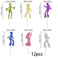 12pcs 1970s Disco Paper Cupcake Toppers & Picks - Disco Music Theme Birthday Party Cake Decorations - View 7