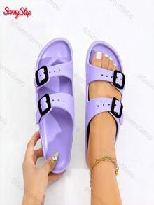 Chanclas Deportivas Mujer Ligeras Flexibles Antideslizantes Moda  Perfectas para Uso Casual Playa y Descanso en Casa - Púrpura malva - Ver 11